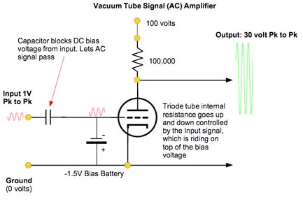 Simple plate follwer circuit with battery bias and input cap added